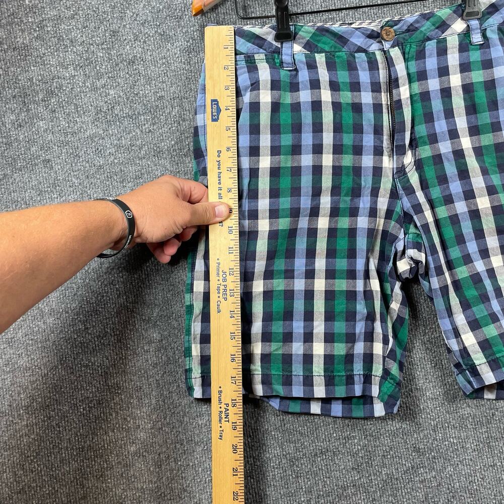 Tailor Vintage Casual Shorts Men's 34 Blue/Green Plaid Button Pockets - Picture 4 of 9